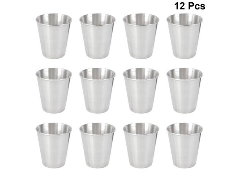 12pcs Stainless Coffee Spirits Glasses Portable Drinking Tumbler With Sauce Carousel 2