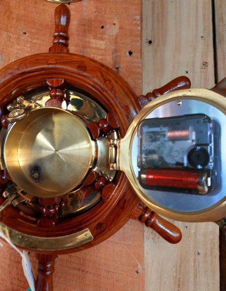 Teak Wheel Clock 12" [18945] Carousel 3