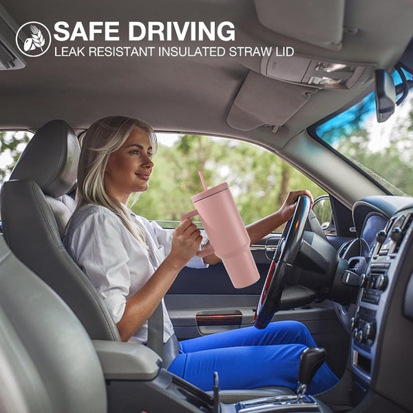 1200ML Tumbler with Handle Fit Car Cup Holders - Black Carousel 8