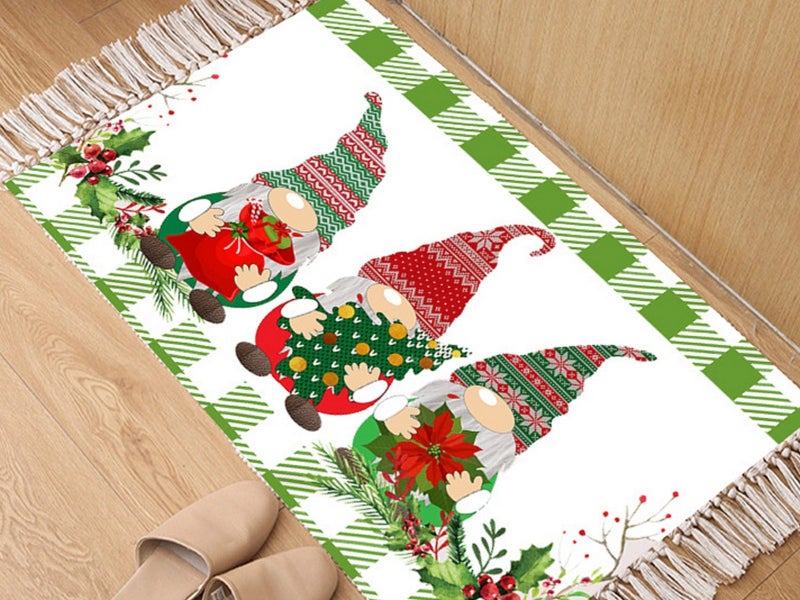 50x80cm Christmas Gnomes Printed Handwoven Floor Mat Indoor Doormat - Style 3 Carousel 1