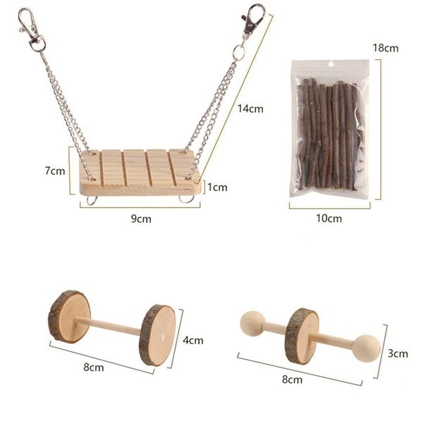 NEW 10pcs/set Roller Hamster Squirrel Rat Bird Swing Wooden Chew Toys Carousel 2