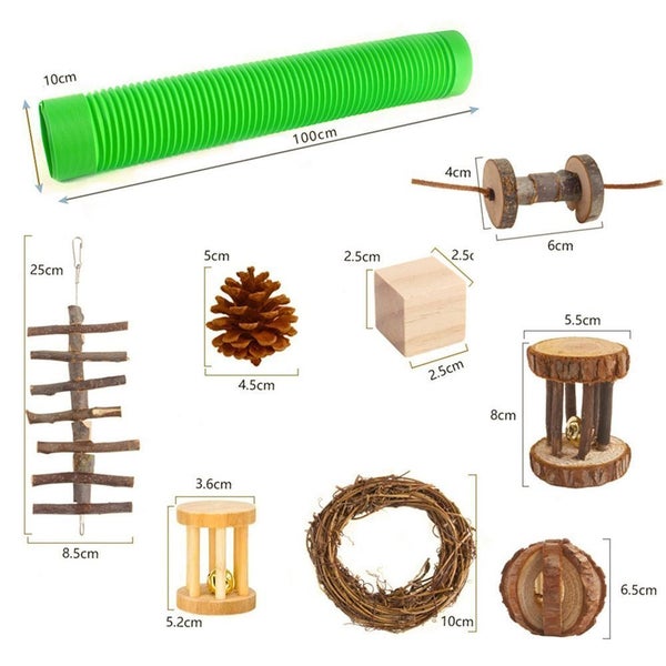 NEW 10pcs/set Roller Hamster Squirrel Rat Bird Swing Wooden Chew Toys Carousel 3