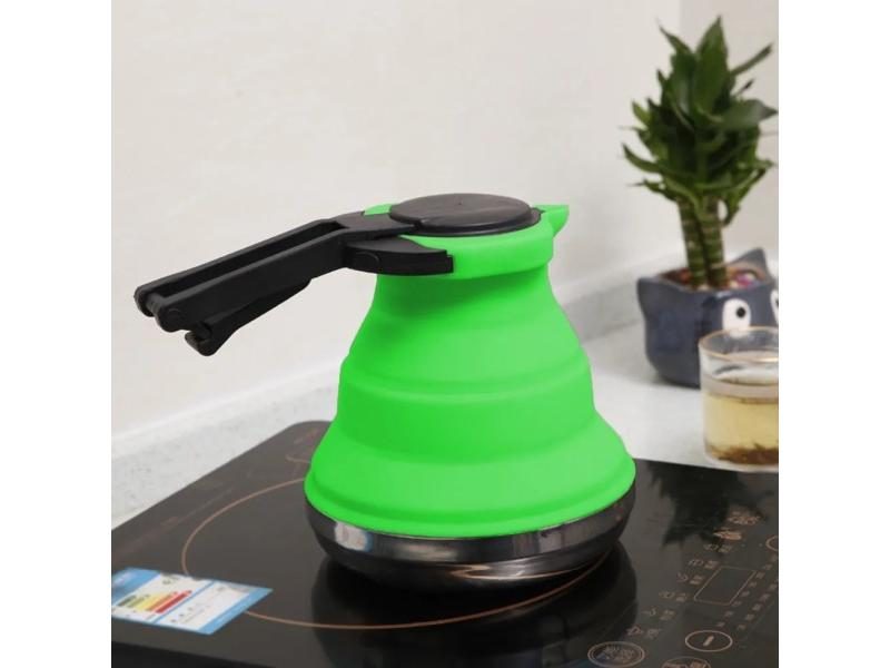 3 Colors Portable Folding Silicone Water Kettle 1.5L Water Pot Outdoor Camping Carousel 2
