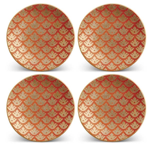 L'Objet Fortuny Canestrelli Canape Plates Orange Set 4pce Carousel 1