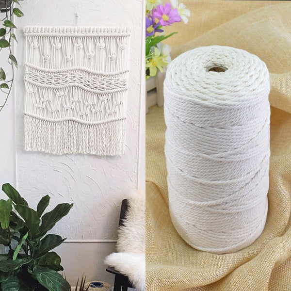 5mm 100M Beige Cotton Twisted Cord Rope Craft Macrame Artisan String NEW Carousel 1
