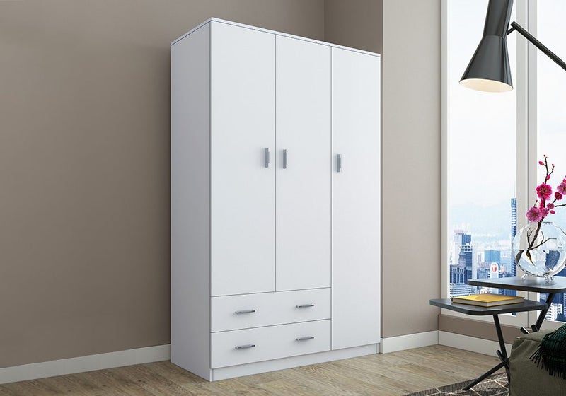 180cm Wardrobe Cabinet Bedroom Clothes Storage Organiser Cupboard 3 Doors White Carousel 2