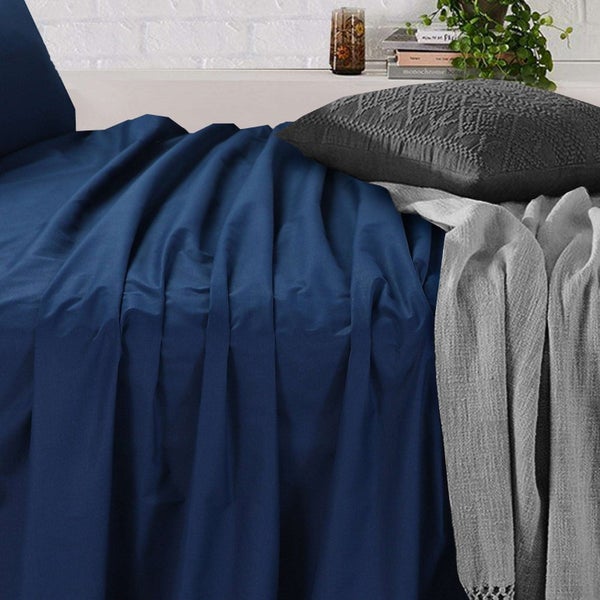 Cotton Rich Flat & Fitted Sheet Set - Deep Blue Carousel 2