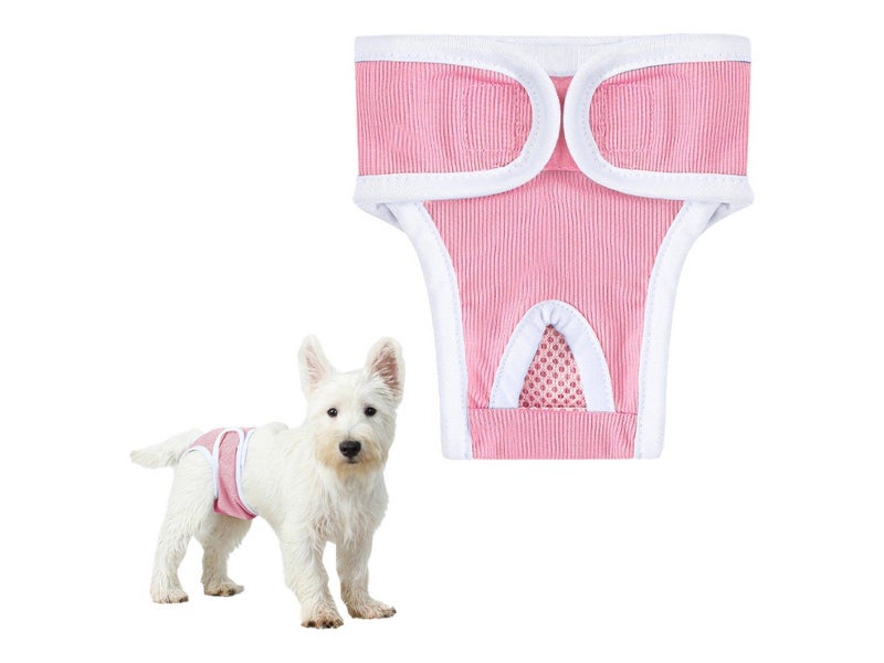 2Pcs Reusable Female Dog Nappy Diapers Hygiene Pants Sanitary Pants - Pink XL Carousel 1