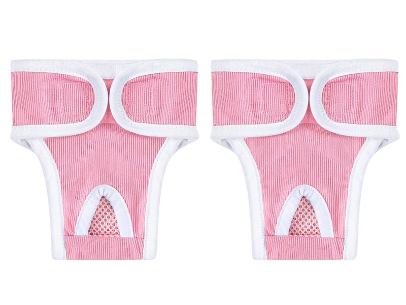 2Pcs Reusable Female Dog Nappy Diapers Hygiene Pants Sanitary Pants - Pink XL Carousel 4