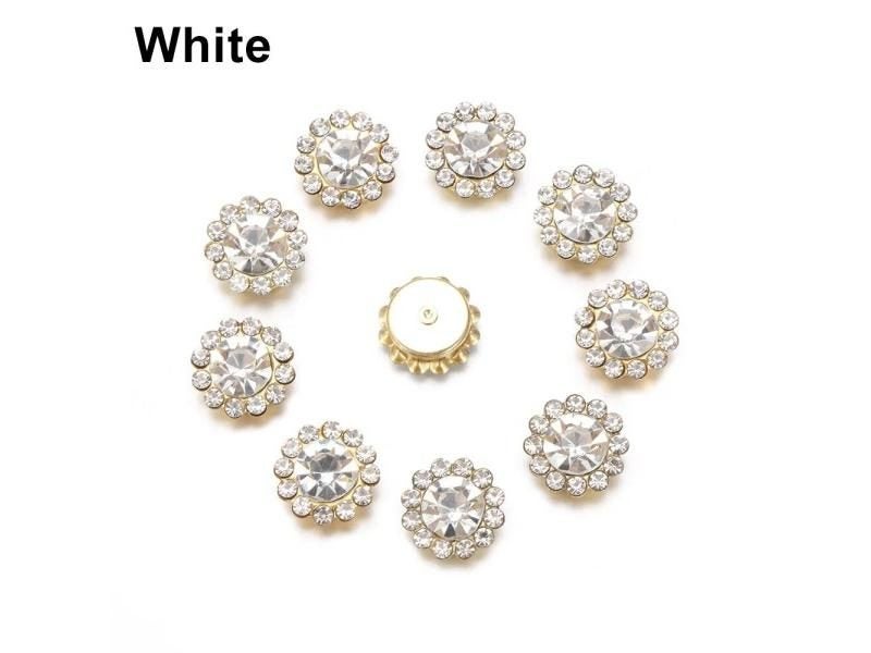 10PCS 16mm Rhinestone Pearl Snowflake Cabochon Metal Buttons For Clothing Decor Carousel 1