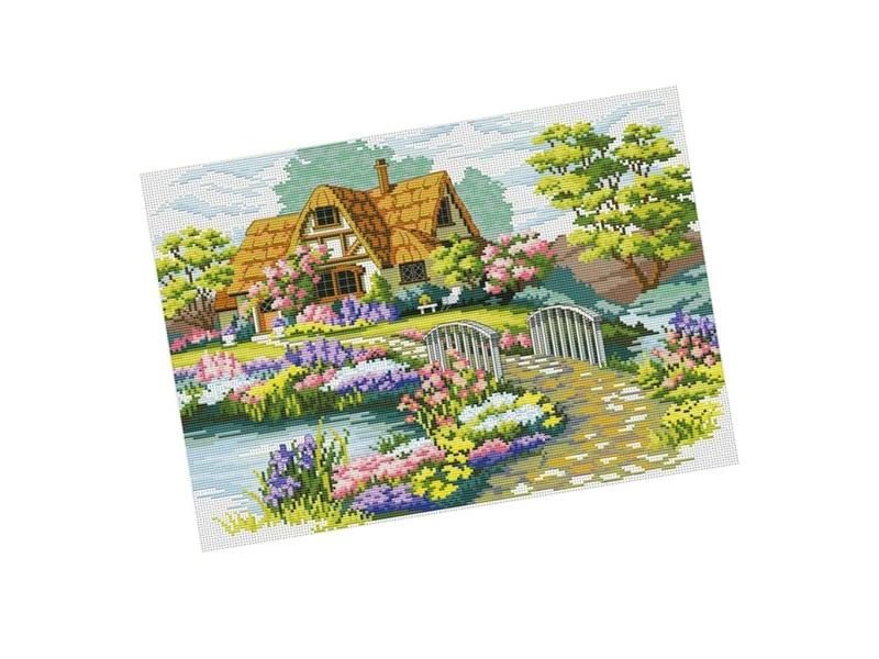 Garden Cottage Stamped Cross Stitch Kit Advanced Pattern For Home Shop Carousel 2