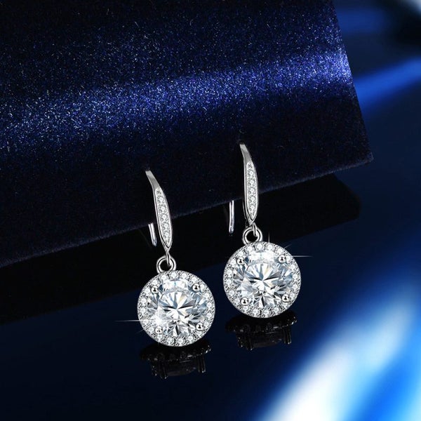 1 ct each moissanite Diamond Earrings halo round Carousel 1