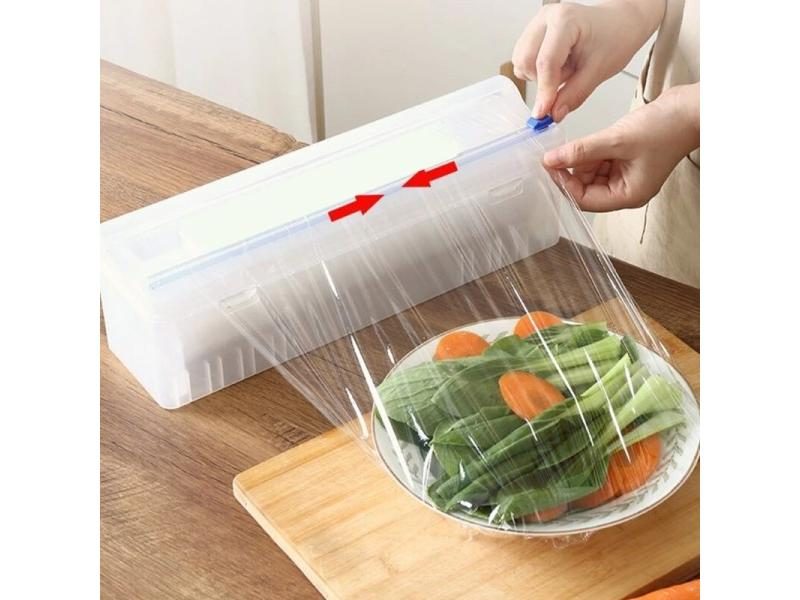 Adjustable Food Wrap Cutter Dispenser For Clear Cling Wrap Carousel 1