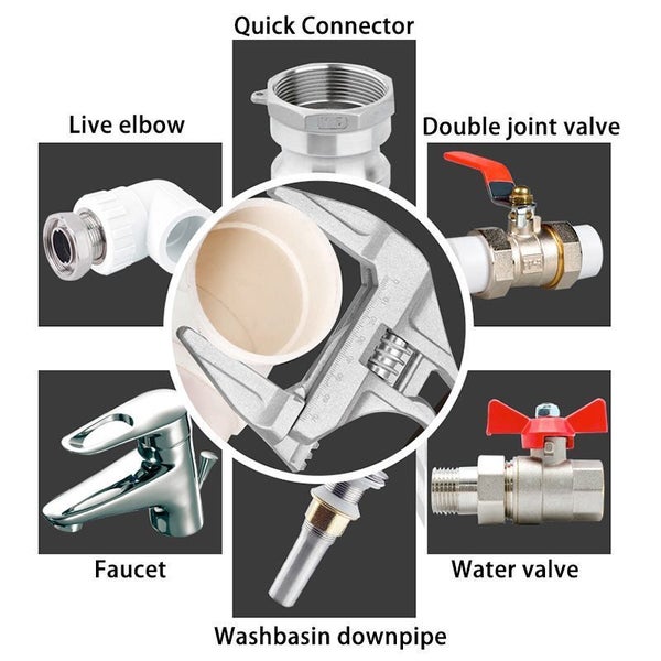 Short Handle Universal Wrench Large Opening Wrench Adjustable Repair Tool Carousel 5