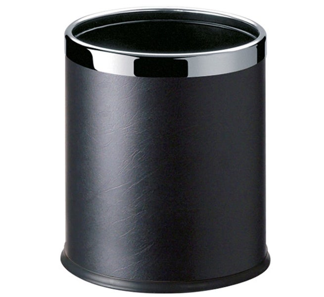 Dolphy Round Leatherette Room Bin 10L - Black Carousel 1