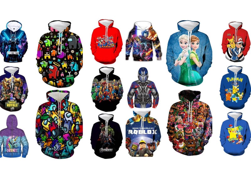 3D printing superhero/Pokemon kids hoodie fortnite clothes Carousel 1