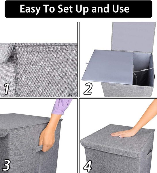 100L Collapsible Laundry Hamper with Handles Carousel 5