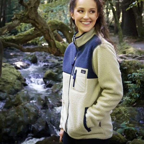 Bleubird Polar Full Zip Sherpa Pullover Fleece Top - Beige - M Carousel 1