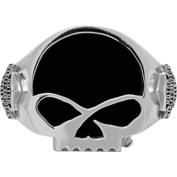 hdr0458 Harley-Davidson Mens Black Onyx Willie G Skull Ring Sterling Silver H... Carousel 2