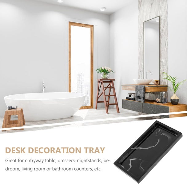 Perfume Tray Vanity Decor Dresser Decor Ring Holder Dish Marbling Storage Tray Carousel 9