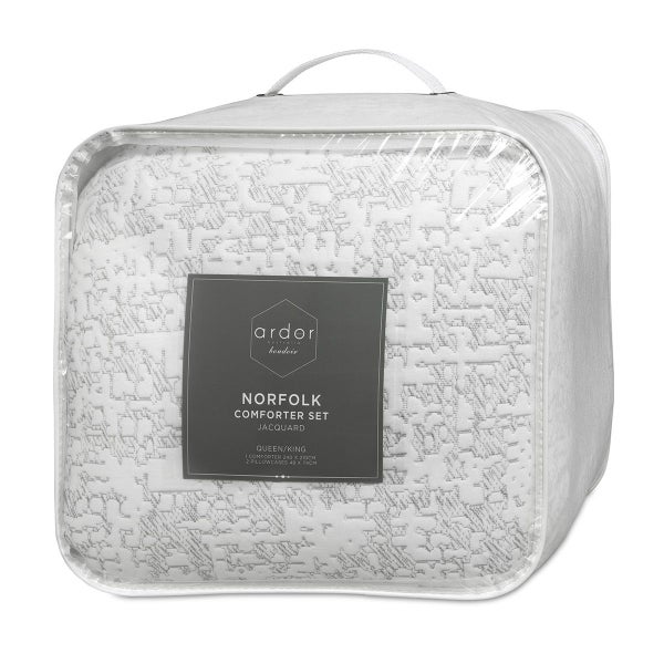 Ardor Norfolk White 3 Pcs Embossed Comforter Set Queen/King Carousel 4