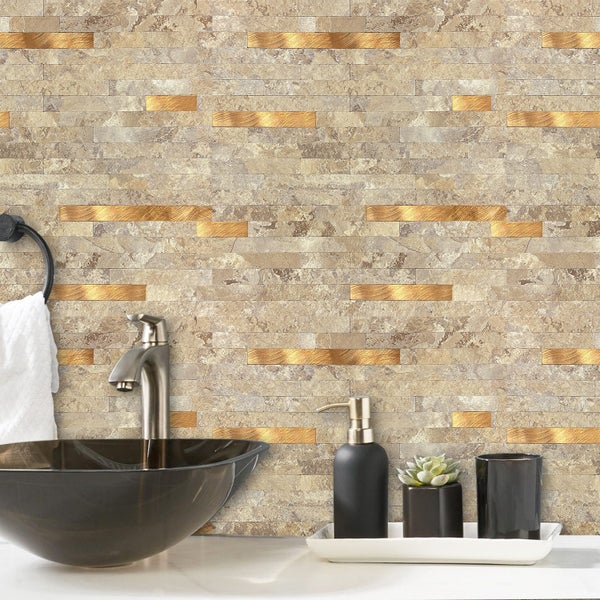Self Adhesive 3D Wall Tiles Backsplashes Bricks Kitchen Bathroom Carousel 1