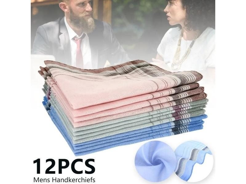 12Pcs/lot Square Multicolor Plaid Stripe Men Women Pocket For Wedding Party Carousel 1