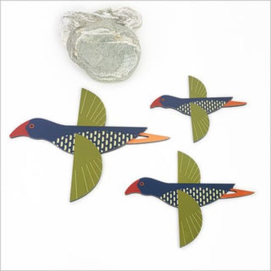 Folk Pukeko Bird Wall Set Carousel 2