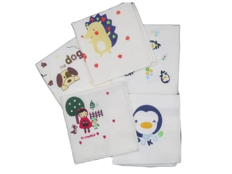 Lovely Cotton Children Hankies Cartoon Printed Lace Hanky Floral Random Color Carousel 1