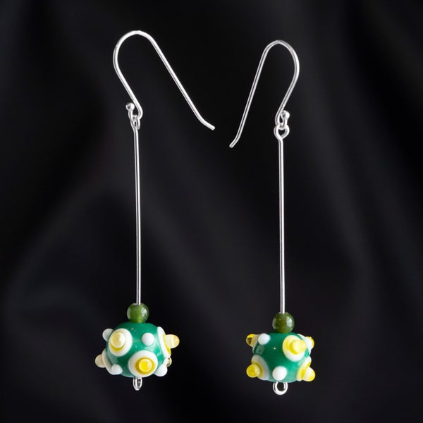 Glass Bead Drop Earrings with Sterling Silver Hooks, Hand Crafted in New Zealand Carousel 1