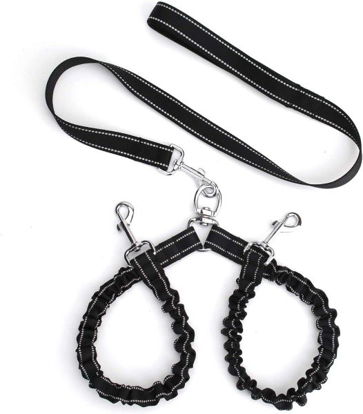 Reflective Dual Dog Leash - No Tangle Bungee Lead for Safety and Training Carousel 12