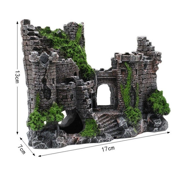 Aquarium Fish Tank Accessories Resin Ancient Castle Stone Ornaments Carousel 2