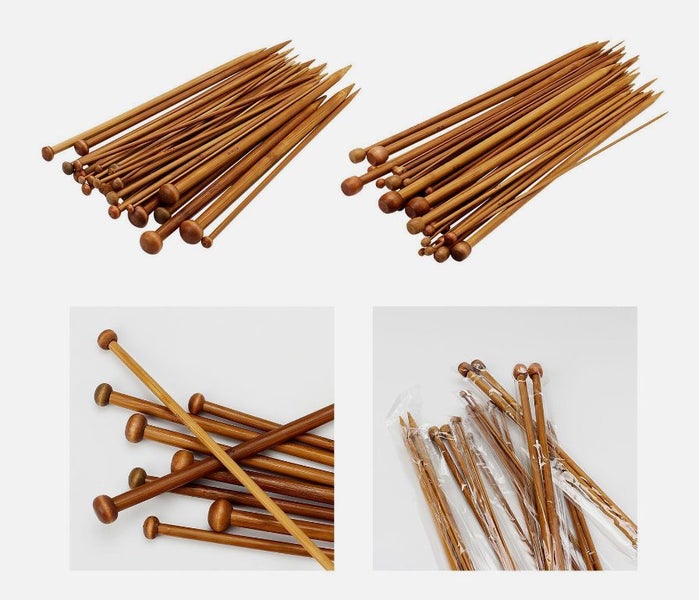 18 Pairs of Pointed Carbonized Bamboo Knitting Needles, Crochet Tool Carousel 1