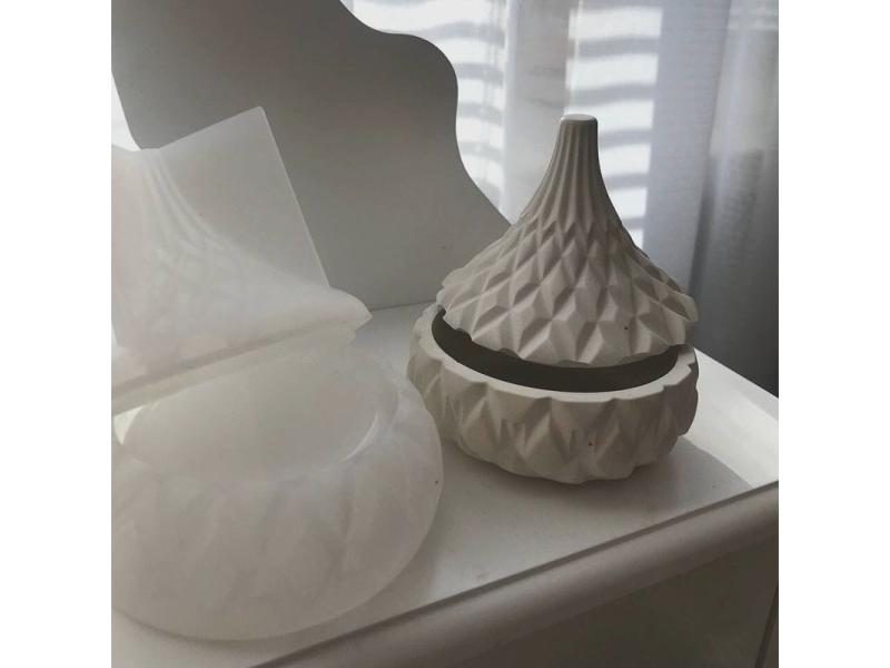 Concrete Box Mold Round Stripe Jewelry Box Mold Silicone Mold For Resin Plaster Carousel 2
