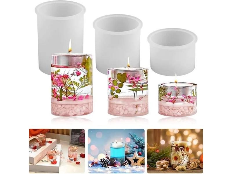 3D Resin Candle Holder Silicone Molds DIY Making Aromatherapy Candles Soap Carousel 2