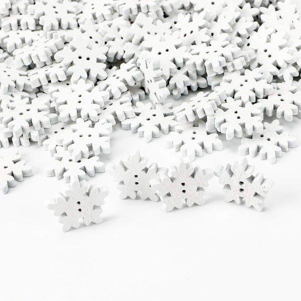 10PCS/Bag 18mm Christmas Wooden Buttons Snowflakes Buttons White Embellishments Carousel 2