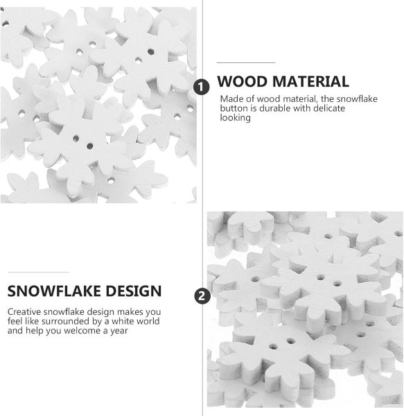 10PCS/Bag 18mm Christmas Wooden Buttons Snowflakes Buttons White Embellishments Carousel 8