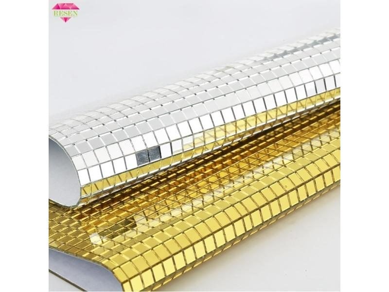 RESEN 30x30cm Glass Mosaic Self-Adhesive Sliver Square Mirror Mosaic Tiles For Carousel 2