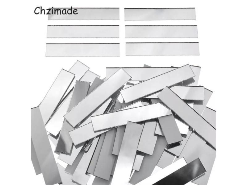 Chzimade 150Pcs Rectangle Mini Glass Mirrors Mosaic Tiles Bulk 50*10MM For Carousel 1