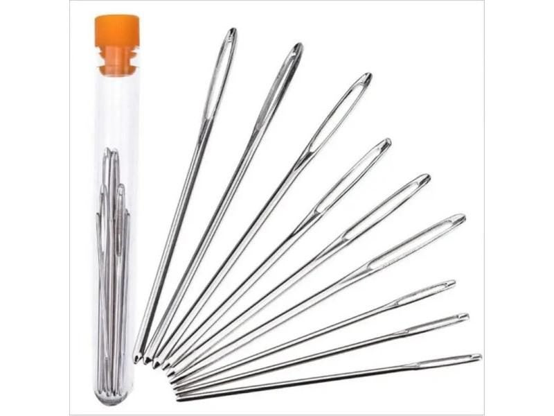 9Pcs Sewing Knitting Kits Large Eye Blunt Needles Plastic Weaving Needles Carousel 2