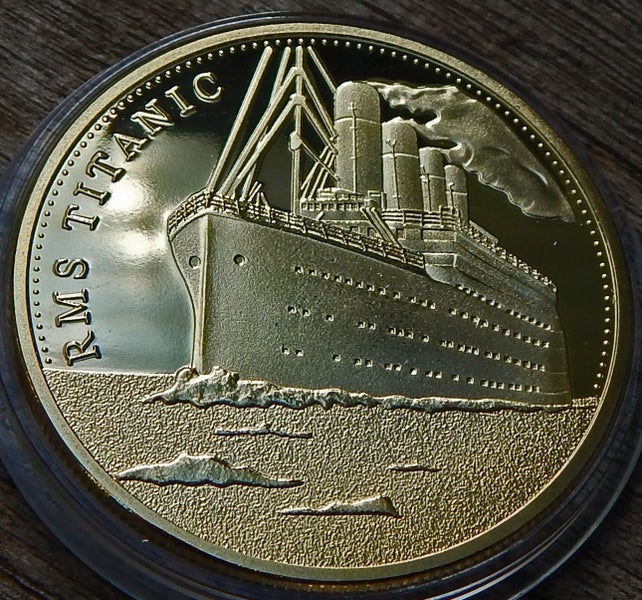 GOLD Plated COIN Celebrating the Ill-Fated RMS TITANIC Maiden Voyage ROUTE 1912 Carousel 1