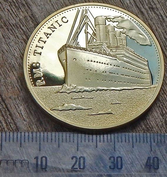 GOLD Plated COIN Celebrating the Ill-Fated RMS TITANIC Maiden Voyage ROUTE 1912 Carousel 4