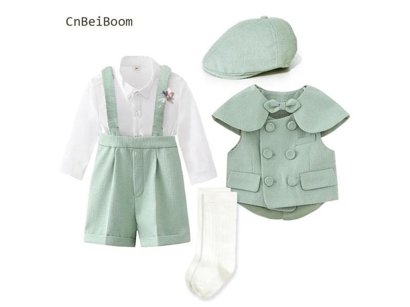 Spring New Children's Clothing Set Baby Boy Girl Gentleman Suit Boys Green Carousel 1