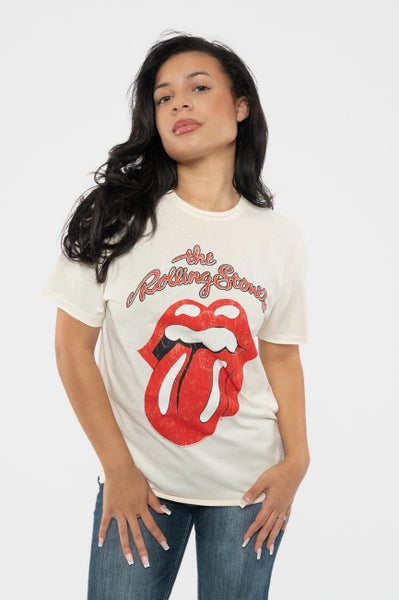 The Rolling Stones T Shirt Washed Out Official Amplified Unisex Vintage White Carousel 5