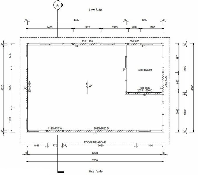 4.5m x 7m - cabin sleepout frame kit - internal footprint is just under 30m2 Carousel 1