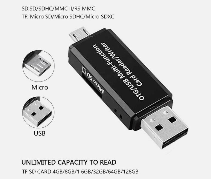 2 in 1 USB SD Card Reader Micro USB Memory OTG Adapter For TF SD SDXC SDHC MMC Carousel 4