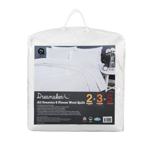 Dreamaker All Season 2 Piece Australian Wool Duvet - Queen Bed Carousel 12