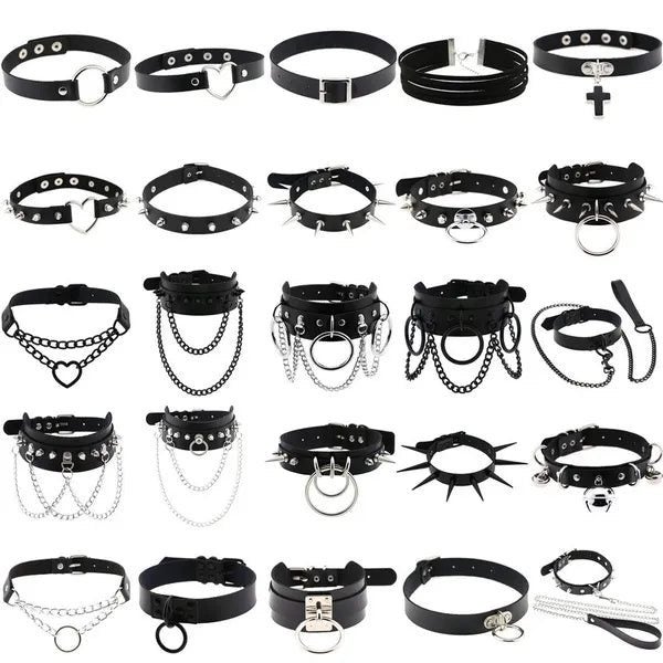 New Cosplay Harajuku Punk Rock Gothic Collar Choker Sexy PU Leather Heart CHK12N Carousel 2