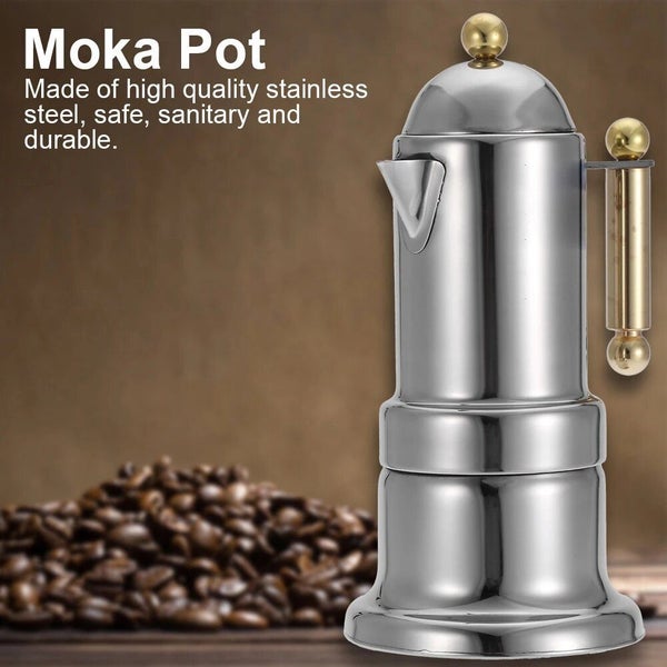 Stainless Steel Moka Pot Stovetop Espresso Coffee Maker with Safety Valve CHK12N Carousel 6