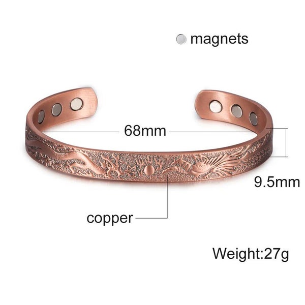 Pure Copper Bracelet Men Magnetic Arthritis Adjustable Magnets Men Cuff B CHK12N Carousel 1